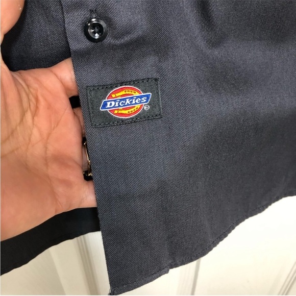 Dickies Mens Long Sleeve Flap Chest Pockets Button Down Gray Work Shirt L - Picture 9 of 13